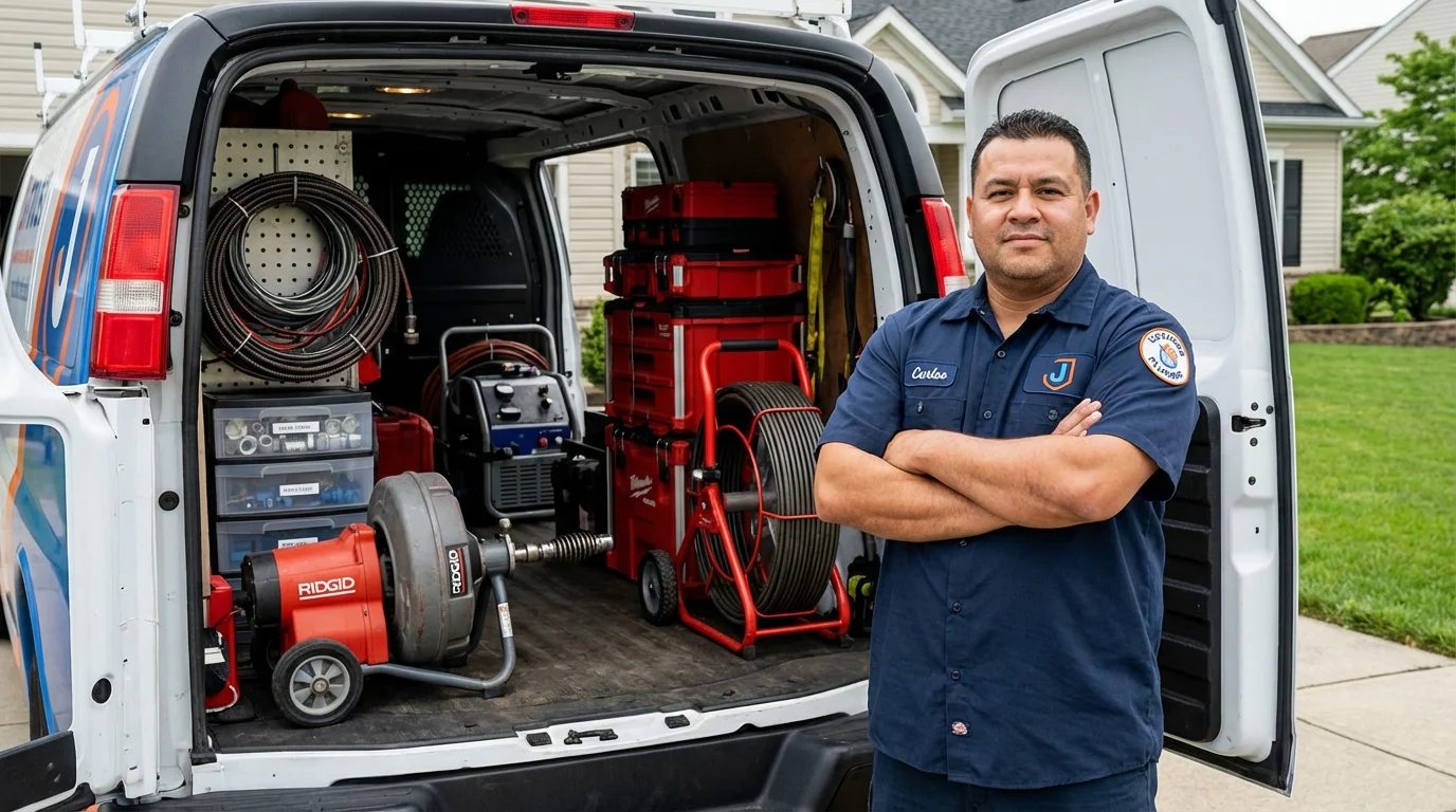 Professional drain cleaning equipment and Johns Plumbing LLC plumber in Kentwood