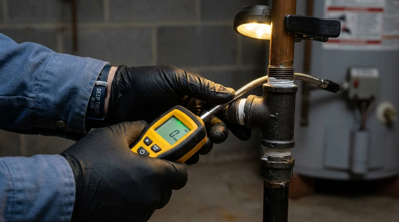 Gas leak detection with electronic sniffer by Johns Plumbing LLC in Kentwood